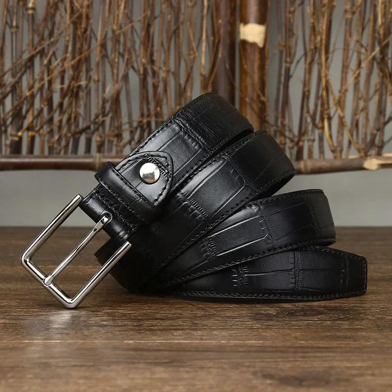 

3,5 см чистая коровья кожа высокого качества натуральная кожа ремни для мужчин ремень мужской пряжка деловой костюм ремень джинсы ковбой чинтос 125cm чёрный