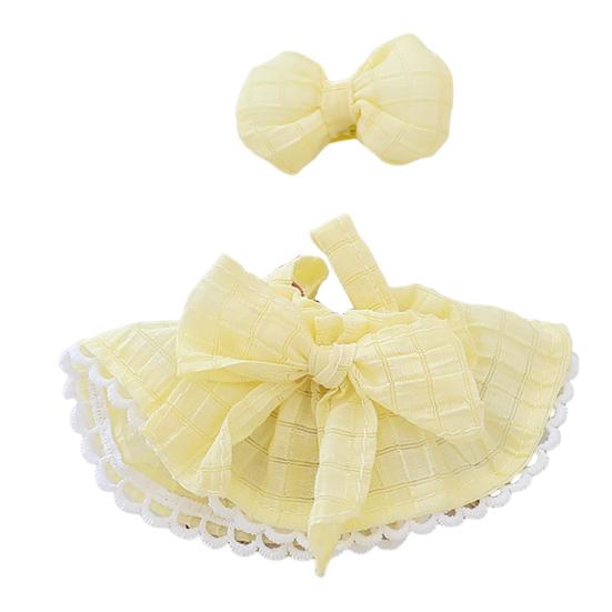 Doll Clothes for 17cm La Bubu 2-Piece Set Hair Clip Floral Dress Outfit Floral Hairpin Doll Accessory