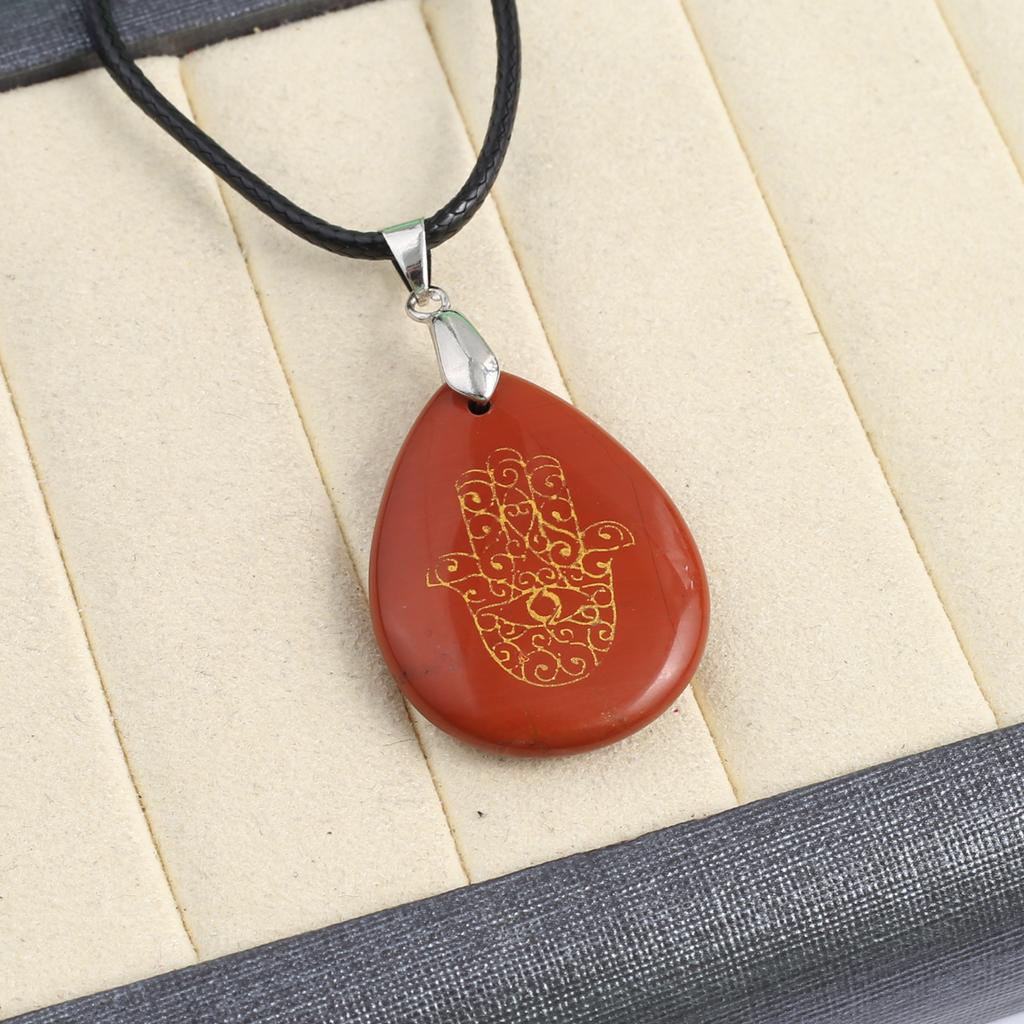 Collier en pierre naturelle Malachite/Aventurine verte, pendentif motif bergamote pour femmes, cadeau d'anniversaire, chaîne en cuir 45 + 5 CM