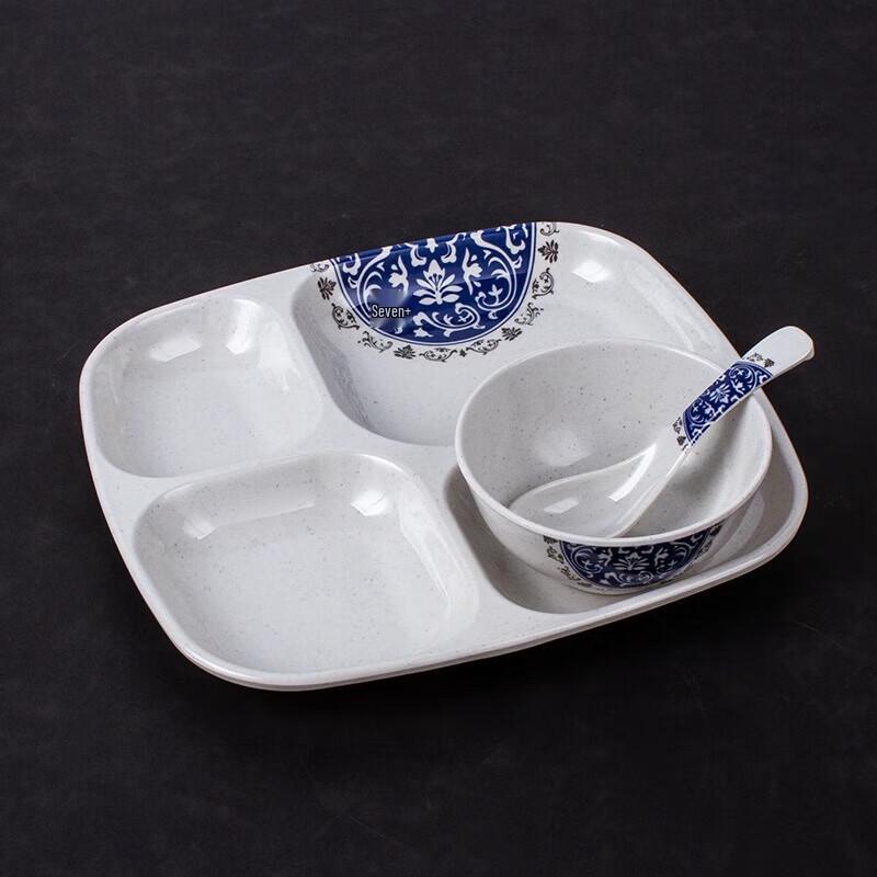 Chinese Style Melamine Divided Dinner Plate Set