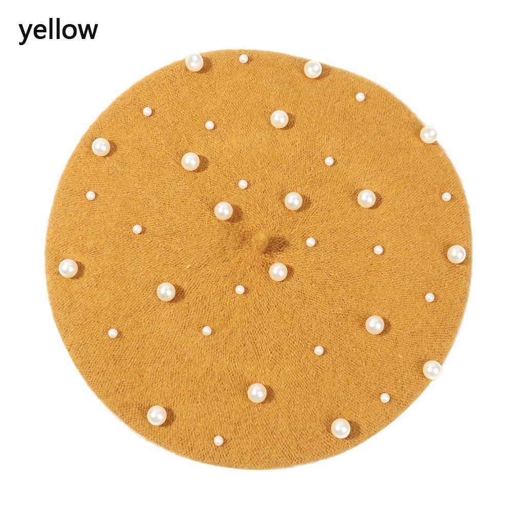 Women Girls Casual Elegant Warm Painter Hats Pearl Wool French Cap Beret Hat