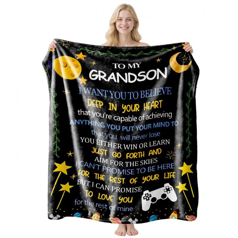 Soft Fleece Blanket With Customizable Gift Text Print Sofa Nap Or Air Conditioning Use