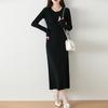 Women Sweater Dress 100% Wool MODERN NEW SAGA O-neck Knit Long Pullover Winter Jumpers Wool Long Dress Female