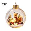 Warm LED Holiday Displays Glowing Christmas Ball Ornaments, 3D Lighted Acrylic Hanging Miniature Scene Ornaments Balls for Tree Mantel Window,