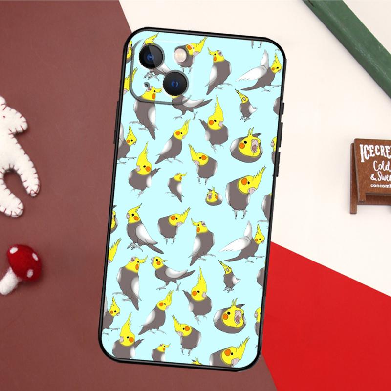 Cartoon Cockatiel Collage Case For iPhone 13 Pro Max 16 15 11 12 14 17 Pro Max mini 15 16 Plus 16e 17 Air Back Cover