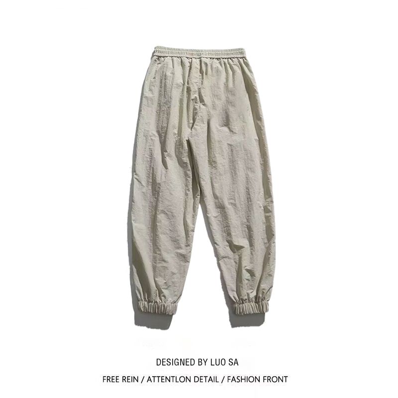 Summer Thin High Street Casual Mobile Cargo Pants Waist Drawstring Pockets Street Casual Loose Quick Drying All-match Trousers