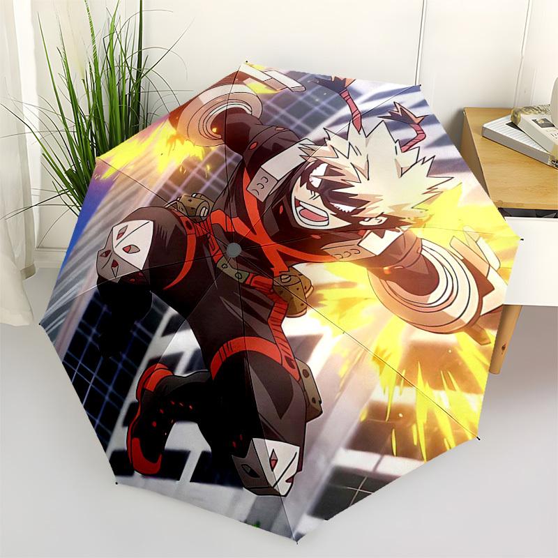 

1pc Bakugo Katsuki Inspired Outdoor Umbrella - Automatic Opening/Closing, Portable 3-Fold Design with 8-Rib Iron Frame - Perfect Gift for Fans, Travel