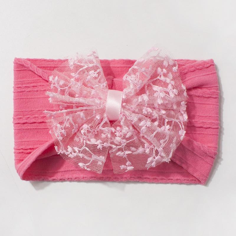 New Jacquard Baby Elastic Headband, Cute Lace Bow Children's Headscarf, Thin Baby Headband