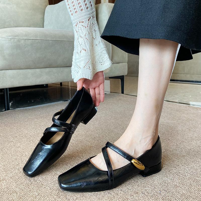 G3760-71 French temperament with skirt thick heel single shoes women's 2025 spring and summer new commuter women's shoes evening shoes
