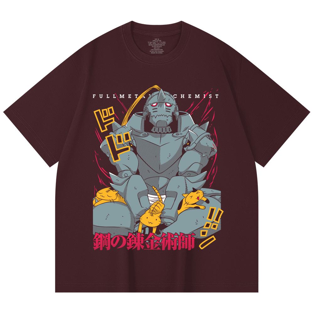 T-shirt Unisex in Cotone Pesante 230 g/m² 100% Cotone con Stampa Fullmetal Alchemist V4 Alphonse