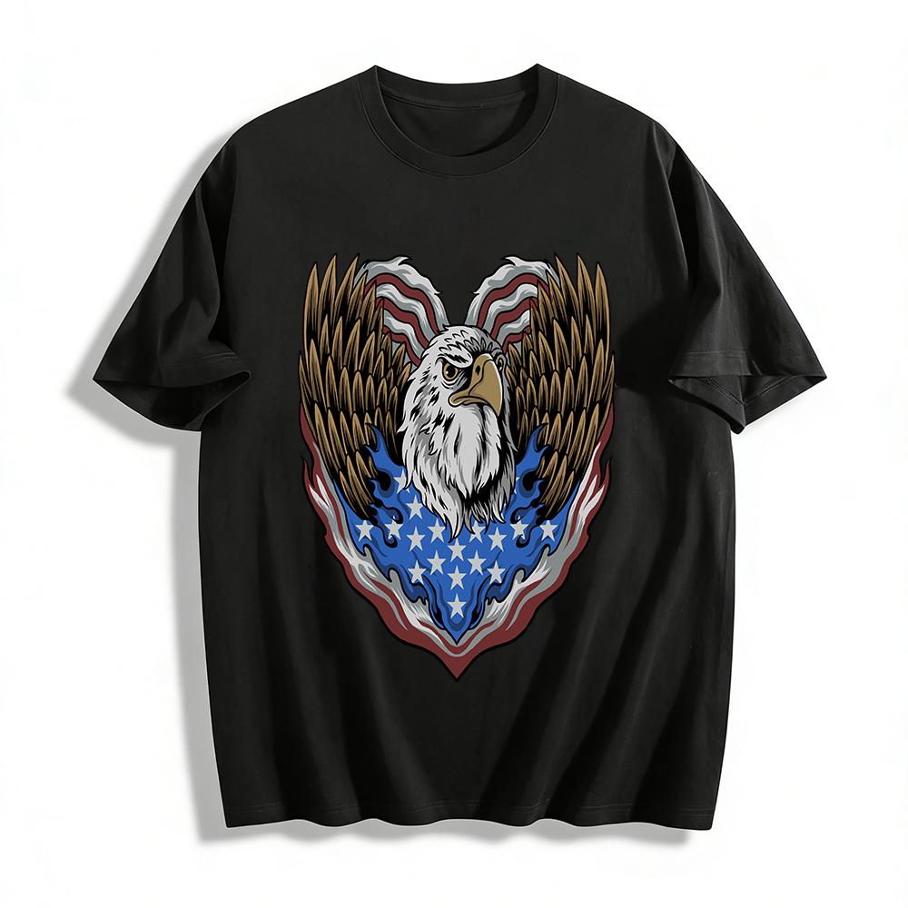 American Bald Eagle US Flag Graphic Casual T-Shirt Pure cotton T-shirt XXS