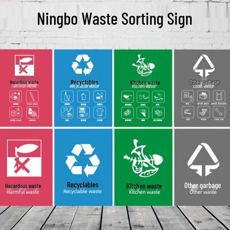 Brangdy PVC Garbage Classification Sign (20x30cm, 3-Pack)