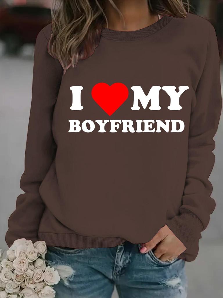 Women's Autumn/Winter Long-Sleeve Round Neck Printed Pullover Hoodie