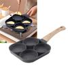 4 Cup Egg Pan Non-Stick Wood Handle Pancake Pan Heavy Duty Aluminum Alloy Breakfast Skillet Bacon/Burgers/Omelet