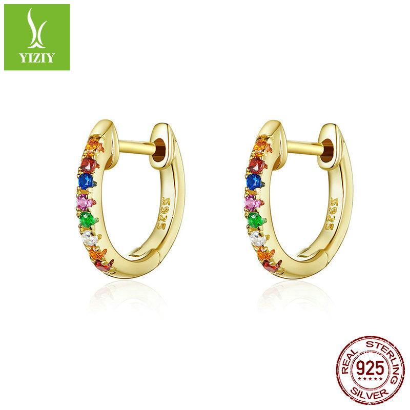 Kleine Kreise 925 Silber Ohrringe Schlichte Mode Vergoldet Echtes Gold Temperament Silber Stecker Sce498