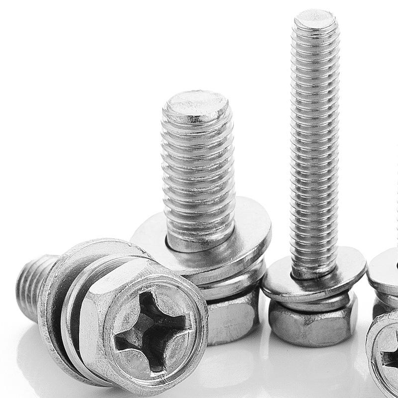 Nickel-Plated Hex Combo Bolt with Cross Slot Hex Head (M3-M8)