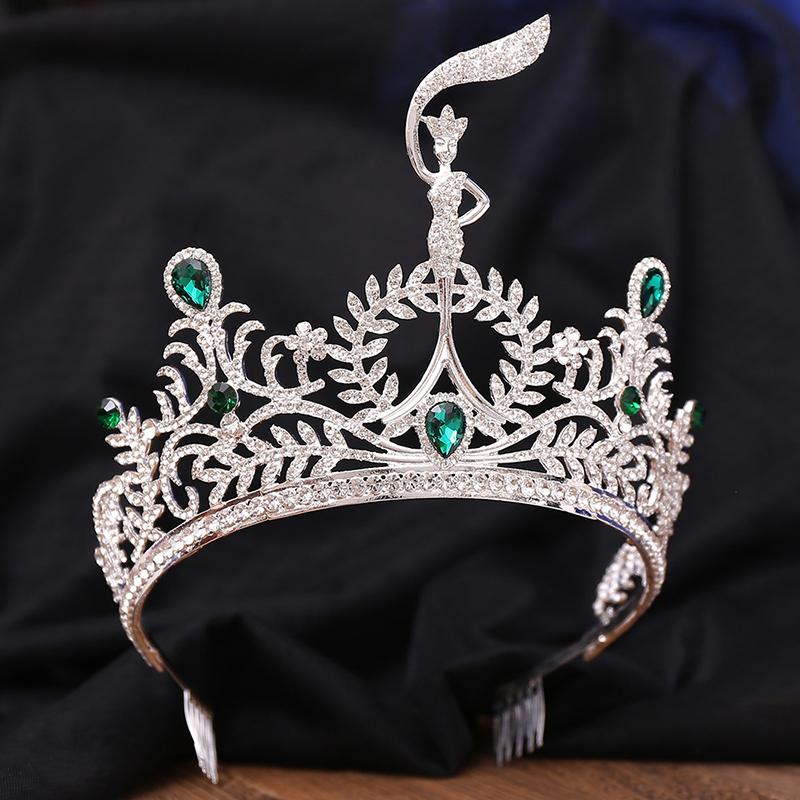 Exquisite Royal Queen High Tiara Crown for Brides Princess Crown Headwear Bridal Wedding Dress Hair Jewelry Pageant Headdress