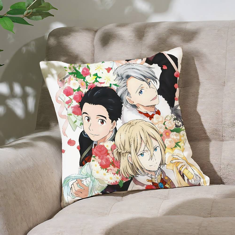 Аниме Y-Yuri On Ice Наволочка Чехол для подушки Мягкая Милая Наволочка для дивана, автомобиля Полиэстер с молнией 16x16Inch