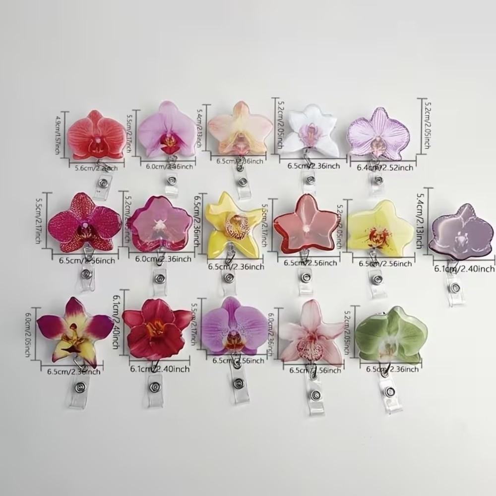Akrylharts Hållarklämma Orkidéblomma Formad Namnskylt Märke Arbetsintyg