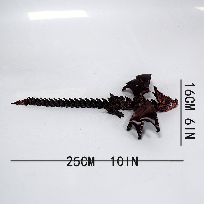 3D Printed Flying Dragon Full Body Movable Joint Fidget Toy Figurine Simulation Dragon Office Desktop Ornament Toys with Wing