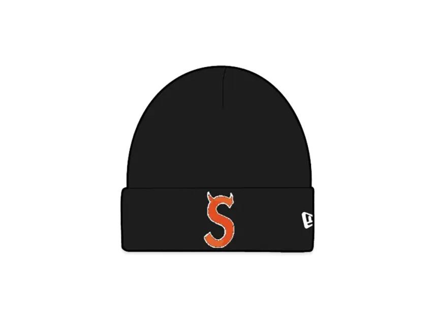 785755 Supreme New Era Devil S Logo Beanie Black One-Size