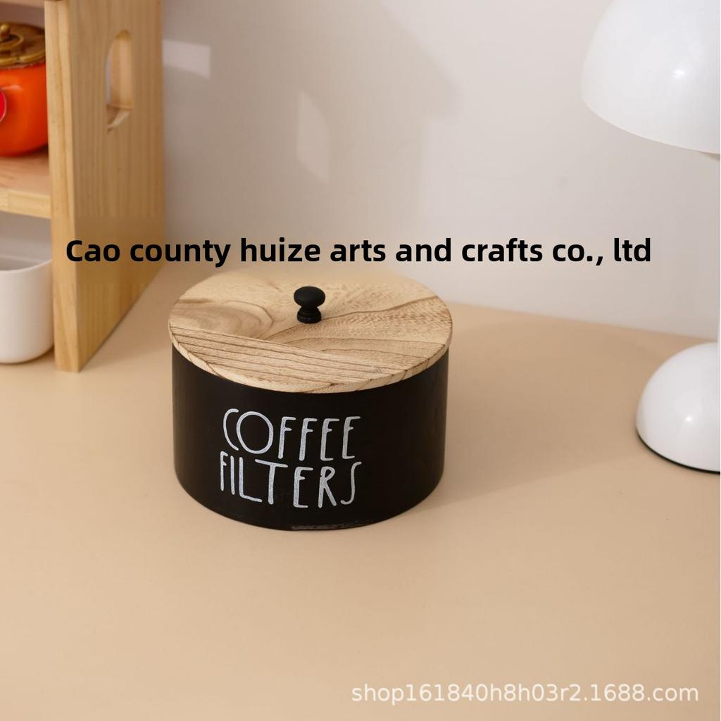 Rustic Wooden Coffee Filter Holder Coffee Filter Organizer Box Vintage Coffee Storage