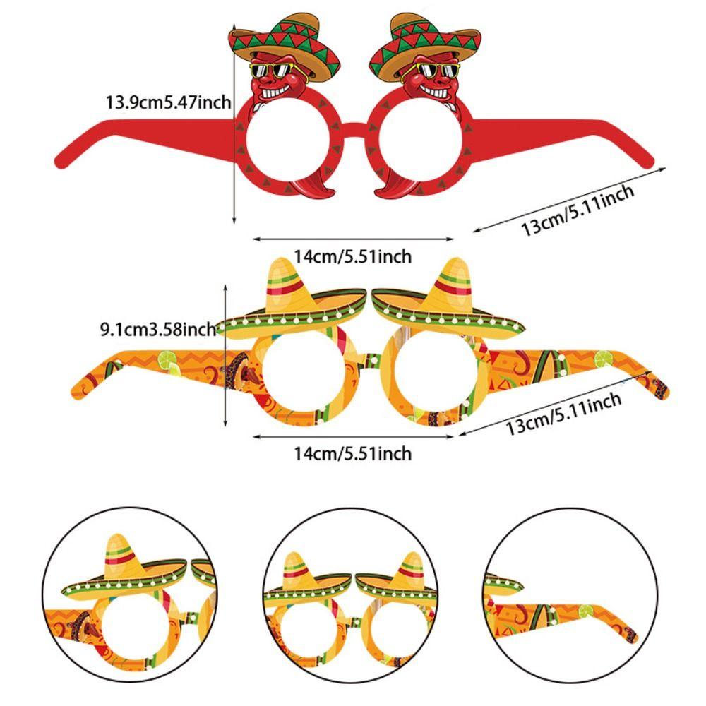 24pcs Funny Mexican Themed Glasses Cartoon Fiesta Crazy Glasses  Photo Booth Props