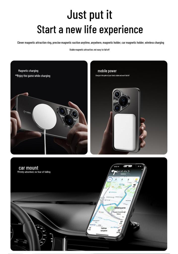 Magnetic Absorption Case for Huawei P80/P90 Pro, Metal Lens Protection, Drop-Proof, Trendy Design