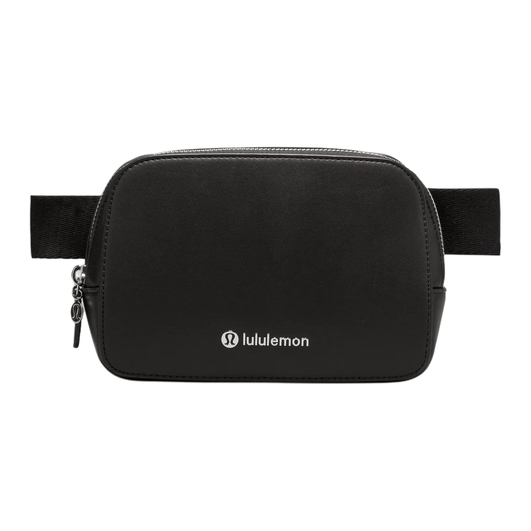 Lululemon Everywhere 1L Logo Zipper Waist Bag Unisex Waist Bag Black Silver LU9BVDS-0393 Black & Silver