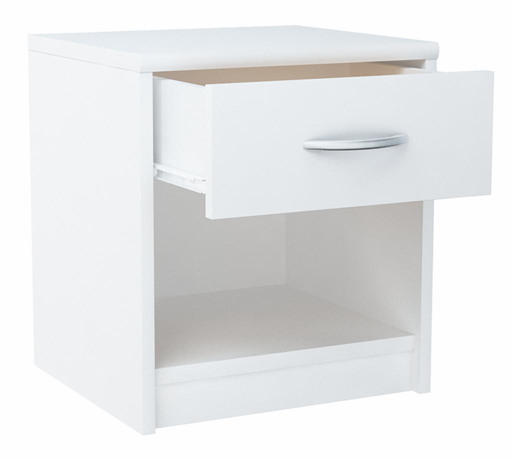 Nightstand, Bedside Table, 1S, White, Chest Of Drawers, Shelf