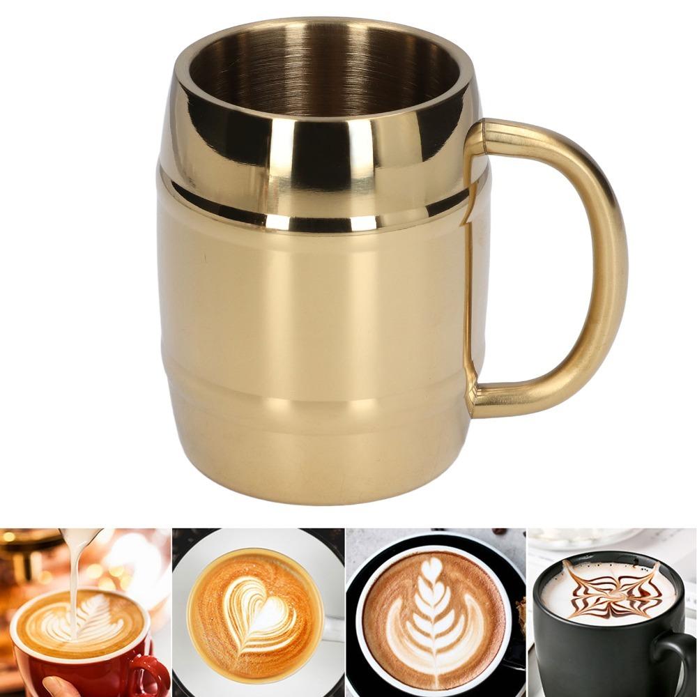 Rustless Steel Steel Mug Double Wall Grip Handle Beverage Tumbler Cylindrical Smooth Handheld Cup Outdoor Camping