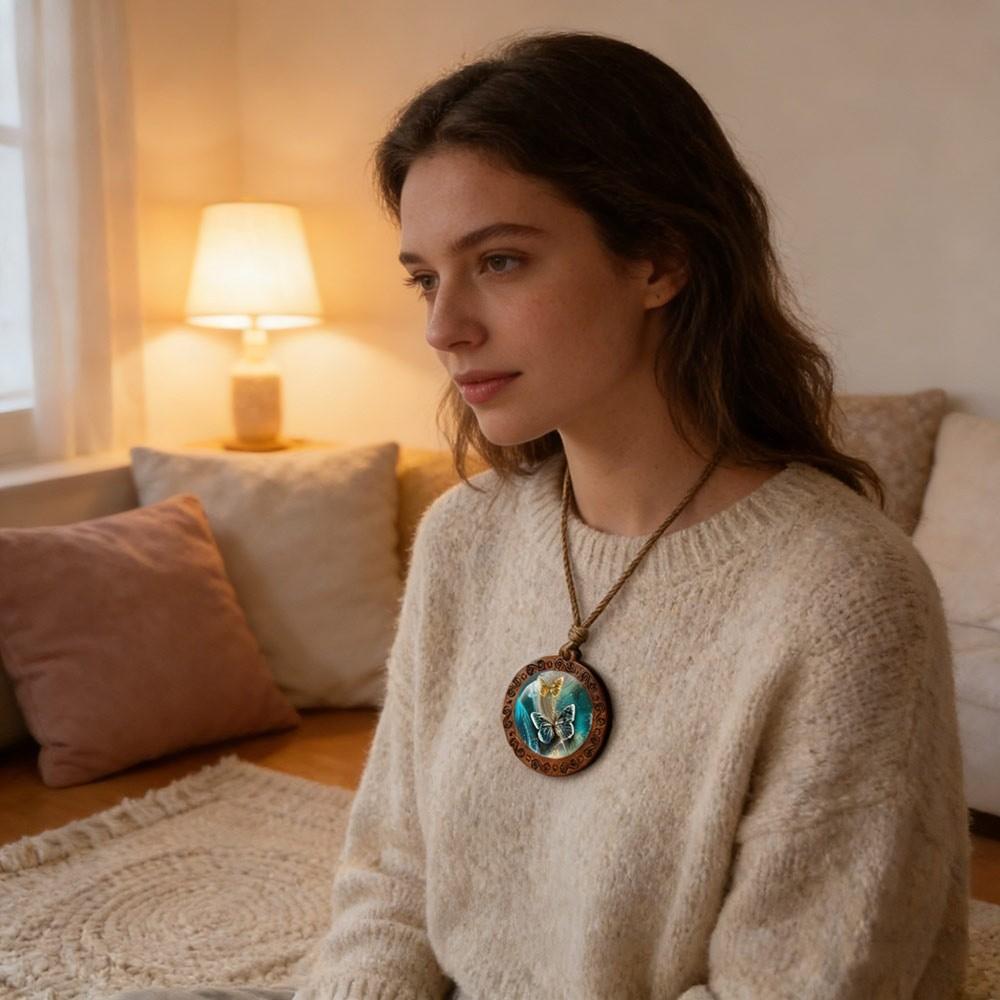 Leather Chain Wooden Pendant Necklace Boho Clothing Pendant Vintage Sweater Chain  for Women Men