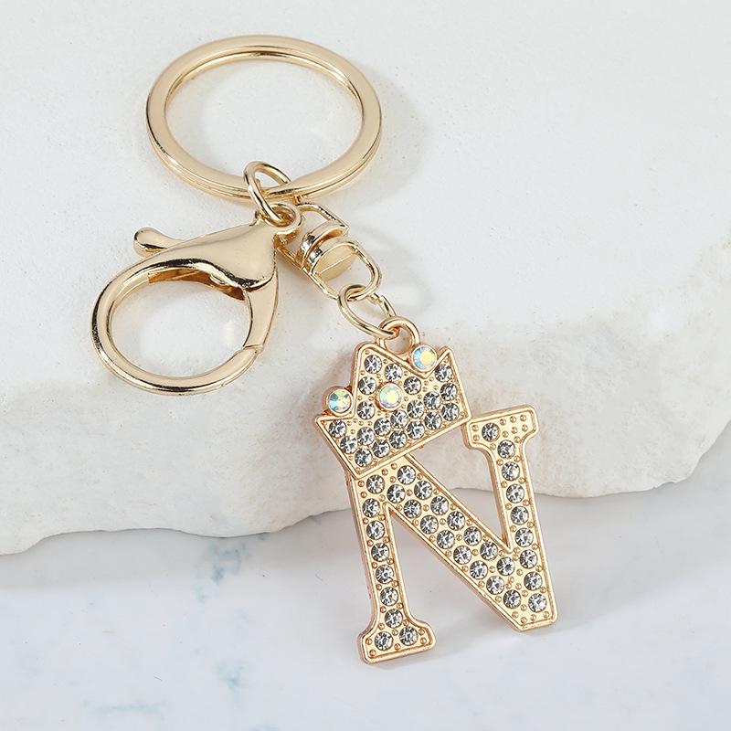 Unique Crown Crystal Rhinestones A-Z Letters Pendant Keychains For Men Women 26 Alphabet Car Key Ring Name Jewelry Keyrings Gift