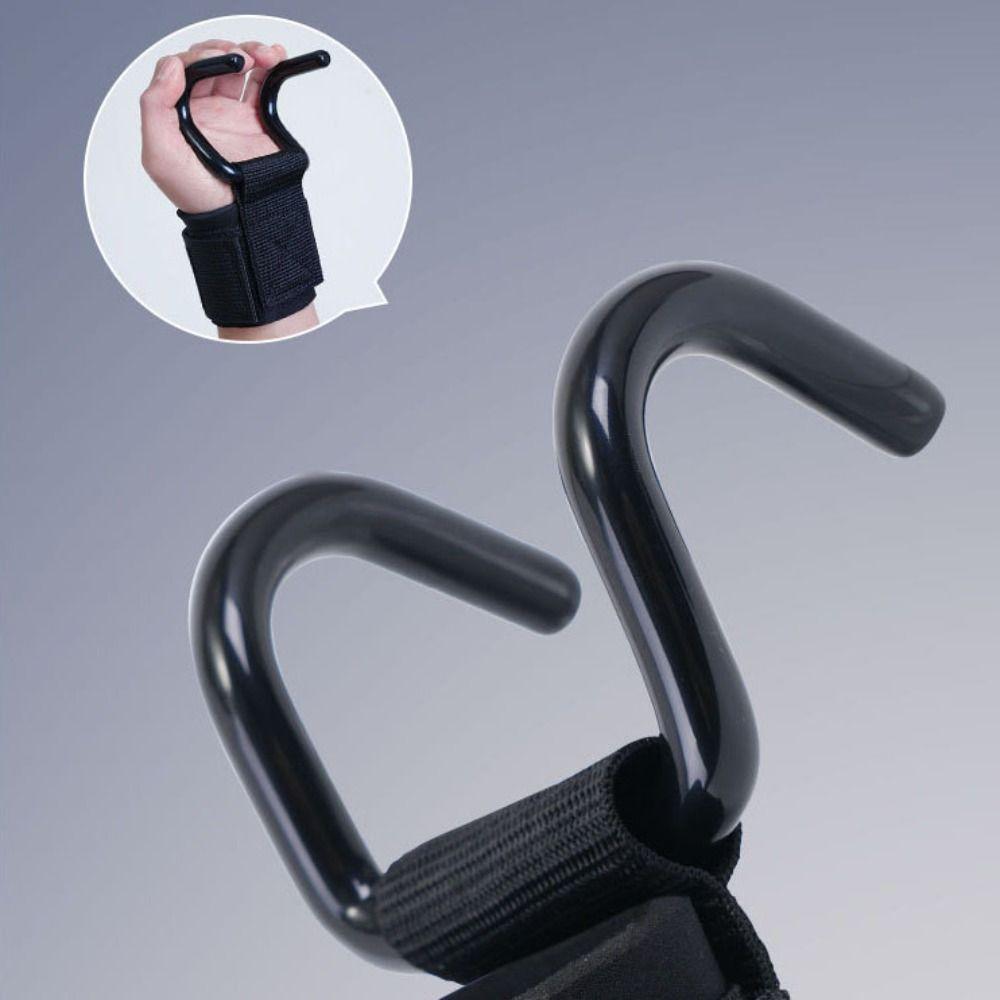 1 pair Pull-up Weight Lifting Grip Hook Adjustable Steel Hook Grips Strap Dumbbell