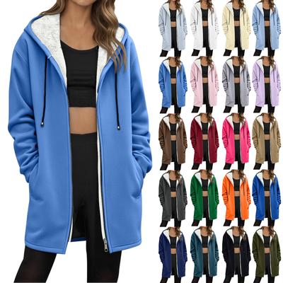 Women's Fashionable Loose Zipper Cardigan With Fleece Hoodie