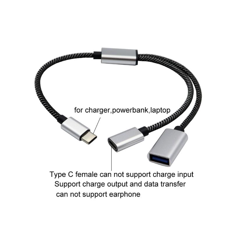MultiDevice Connection USB C Male To 2 Female Y Splitter, 480Mbps Data Syncs And Charge Cord For Laptops,