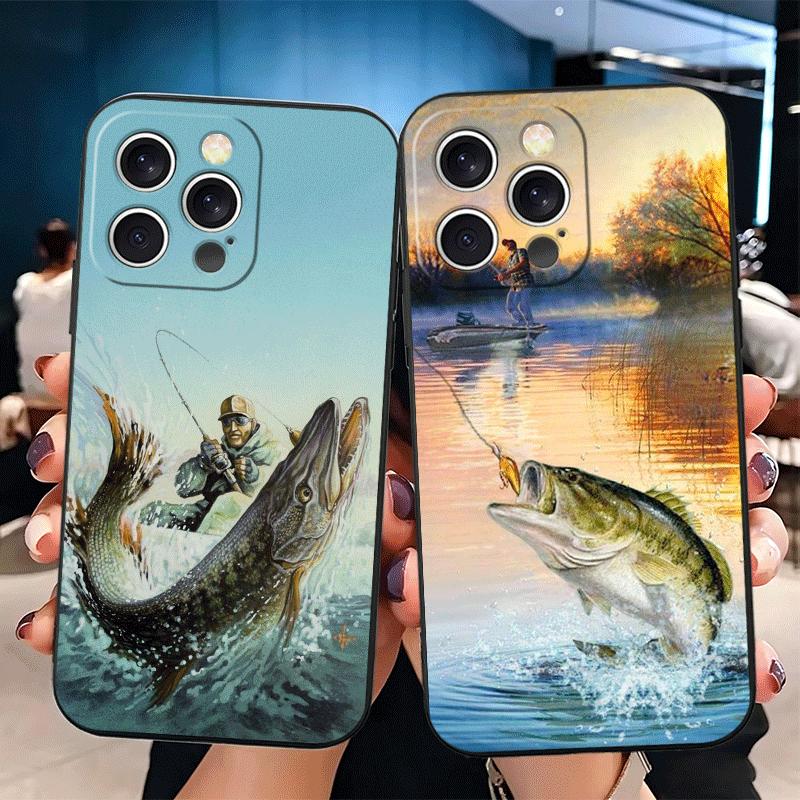 Hunting Fishing Man Soft Phone Case for iPhone 16 16E 17 Air 15 Pro Max 14 Plus 13 Mini 11 12 7 Black Cover Back Shell