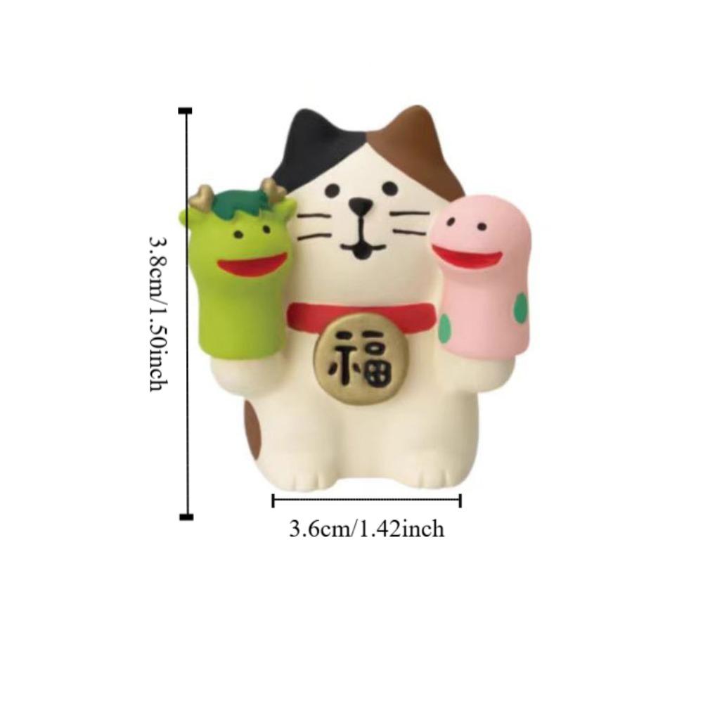 Resin ZAKKA Cat Figurines Japanese Style Mini Animal Figurines Miniature Scene Props