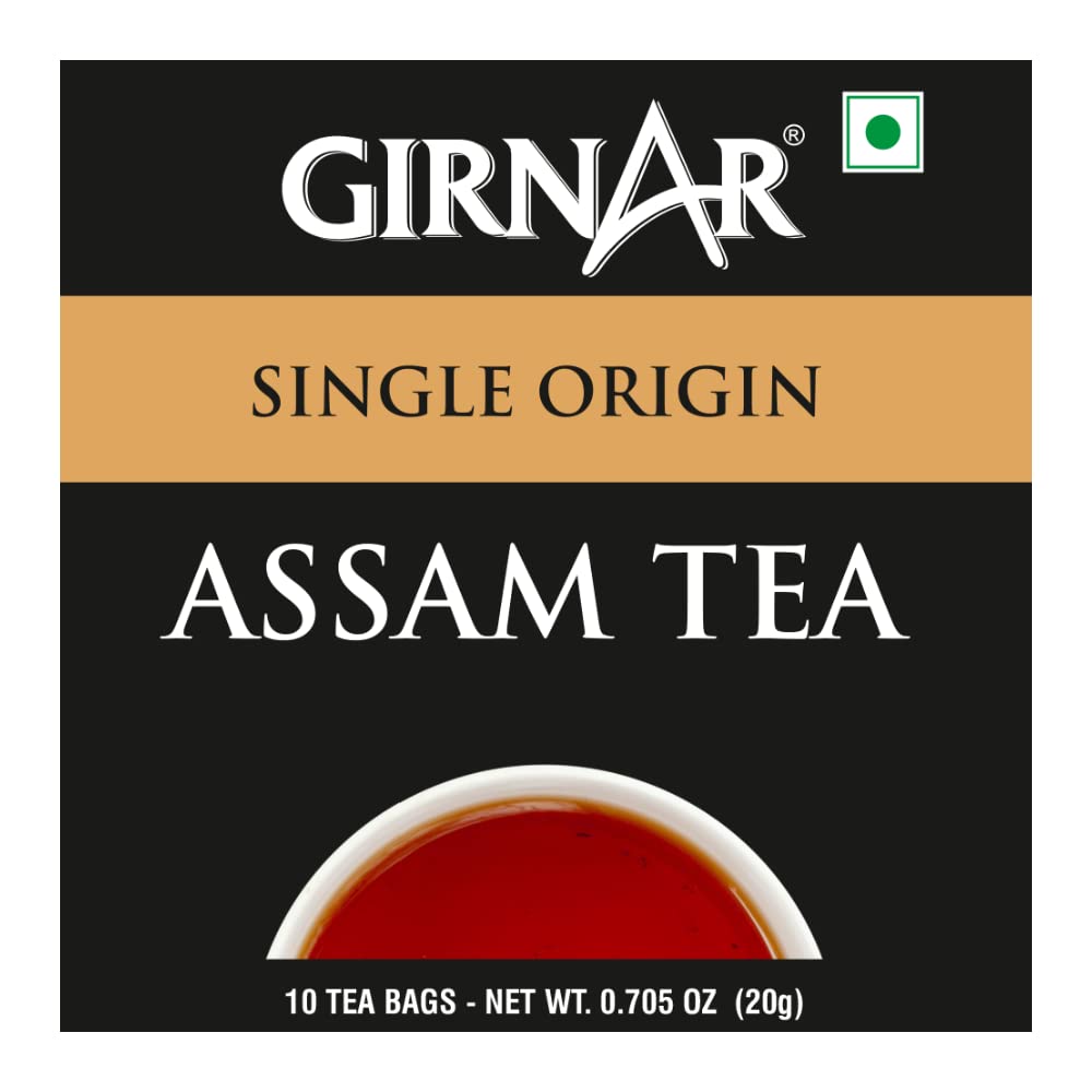 Girnar Assam Tea Single Origin Black Tea Bags With Rich Aroma Natural Taste Individually Foil Wrapped 10 Count