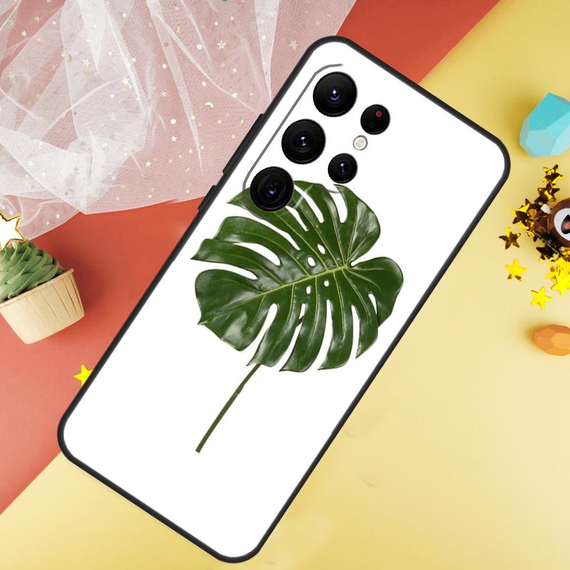 Green Monstera Leaf Phone Case For Samsung Galaxy S25 Ultra S23 S21 S20 S22 S24 FE S9 S10 Plus Cover Coque