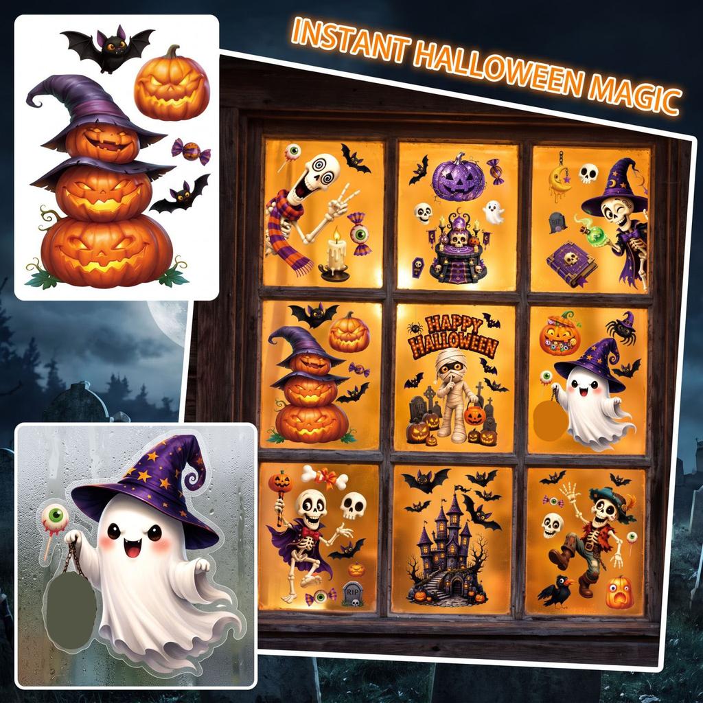 Halloween Glass Window Sticker Set for Party and Home Decor