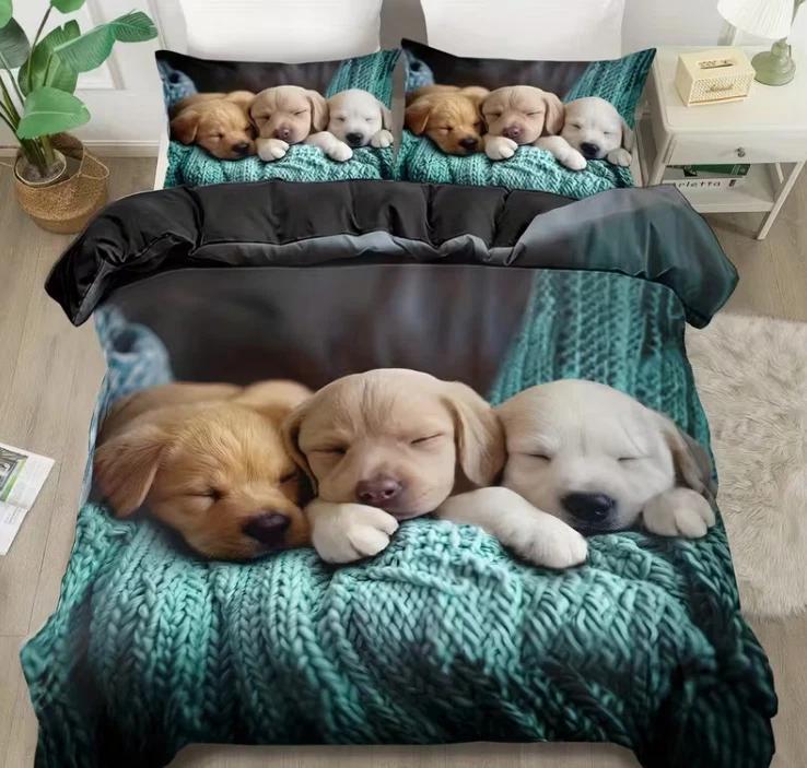 

Cute Sleeping Labrador Puppies Duvet Cover, Cozy Bedding Set for Home Decor, Perfect Pet Lover Gift for Twin/Queen/King Size Beds Baby 100x135cm