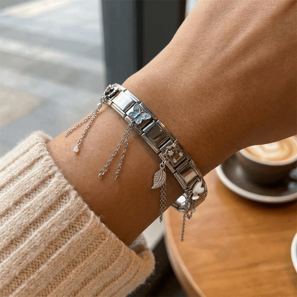 Butterfly Bow Knot Zircon Bracelet Links Stainless Steel Bracelet Links  Bracelet Crafting