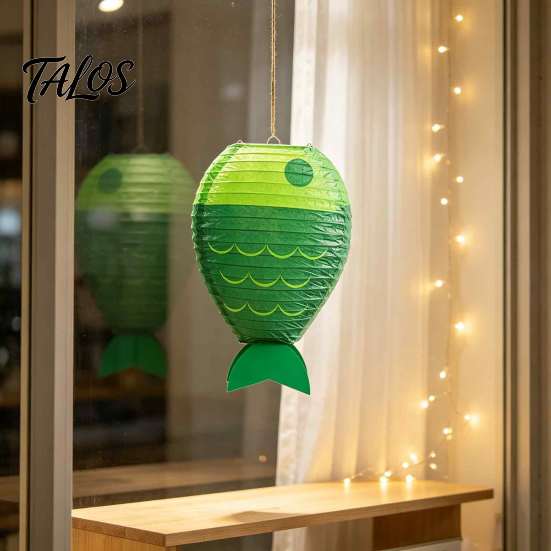 Ocean Atmosphere Hanging Lanterns Fish-Shaped Paper Lantern, Theme Folding Lantern for Festival Party, Lightweight Fish Decor Photo Backdrop,