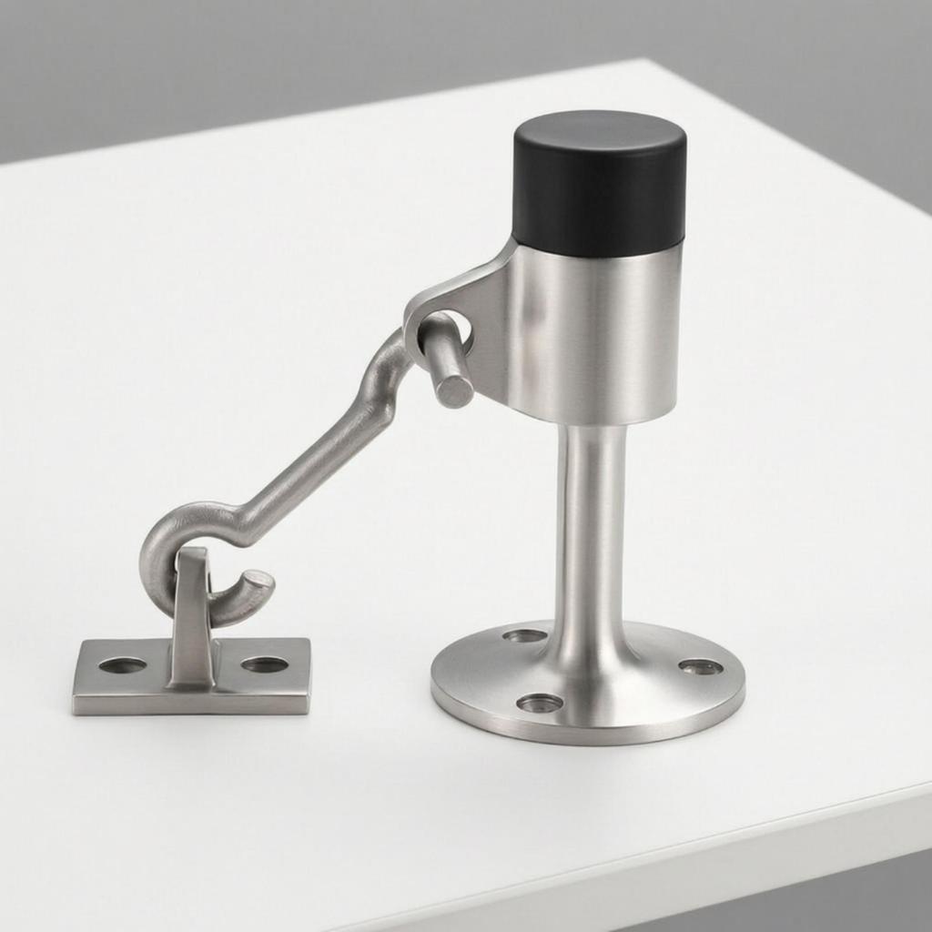 Stainless Steel Door Stopper with Hook Rust Resistant Heavy Duty Mounting Hardware