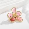 Enamel Rhinestone Brooch Alloy Floral Clothing Pin Exquisite Flower Brooches  Jewelry Gift