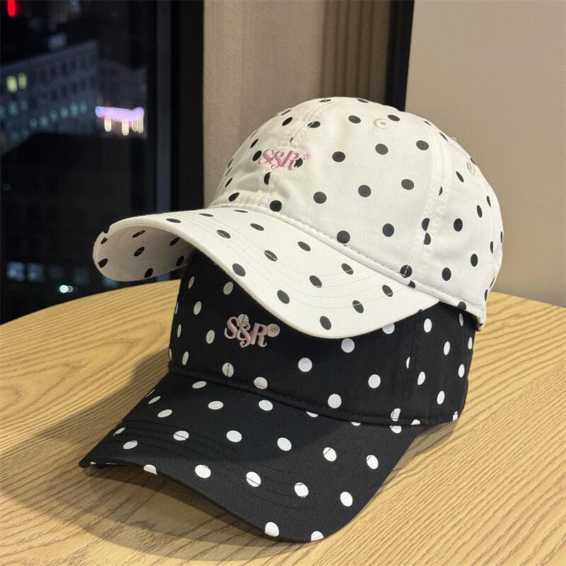 Autumn Ins Soft Top Letter Polka Dot Baseball Cap Women's Casual Versatile Sunscreen Visor Face Small Cap