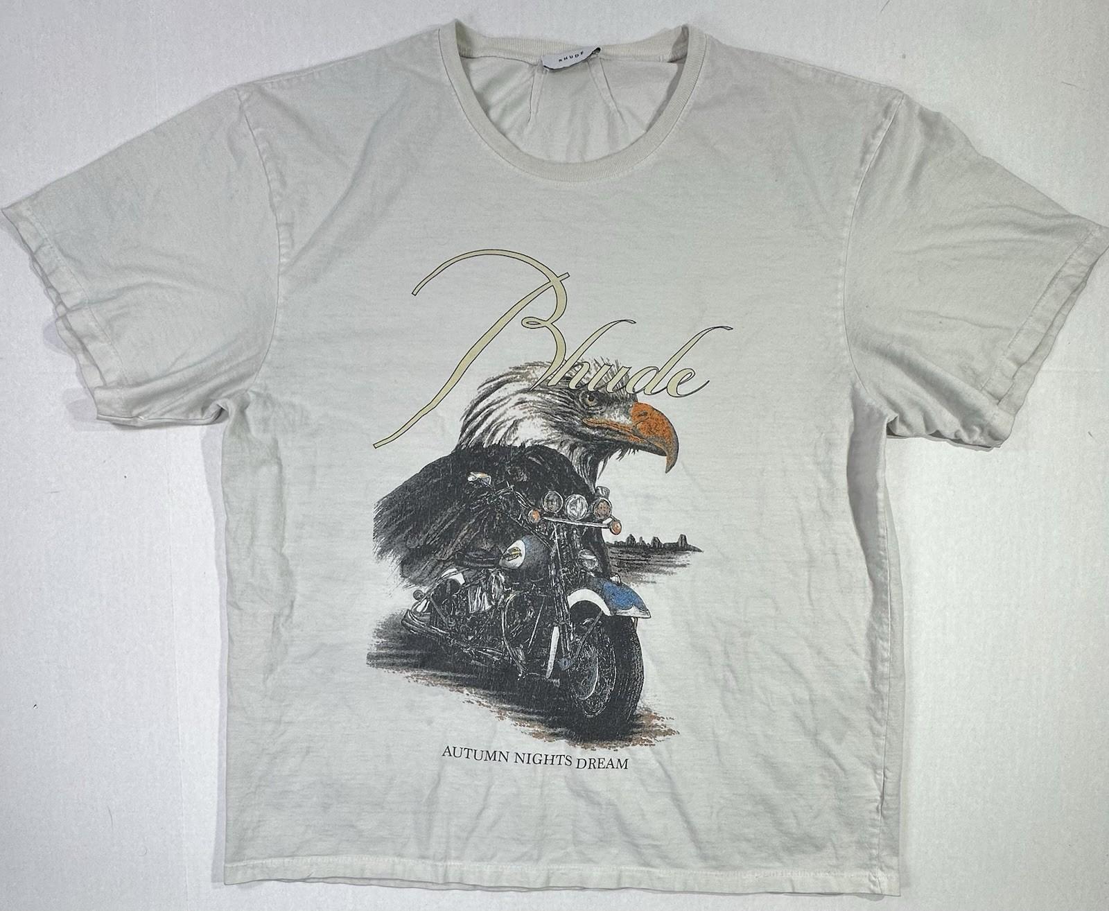 Rhude Eagle Motorcycle Graphic XL White Watch My Smoke ’91 Unisex T-Shirt S