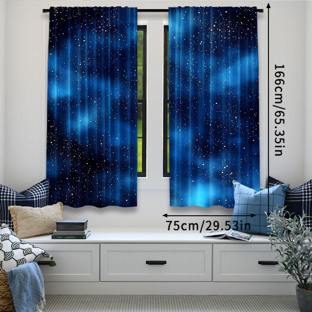2Pcs Night Sky Curtain Universe Space Galaxy Curtain Night Under The Stars Curtain Apply To Living Room Bedroom Hotel Store