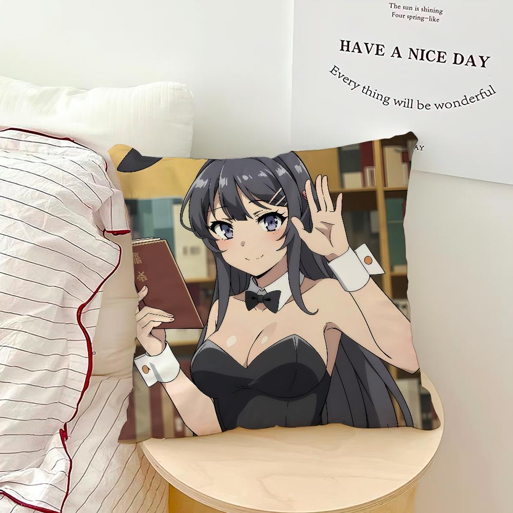 anime girl s-Sakurajima Mai cushion cover Comfortable soft Pillow Case for Sofa Living Room Home office Decor Protective Covers